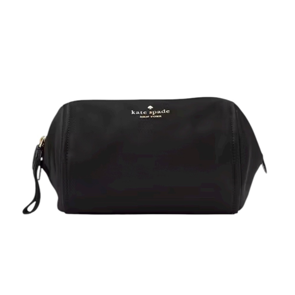 Kate Spade Black NWT Chelsea Medium Black Nylon Zip Gold Cosmetic